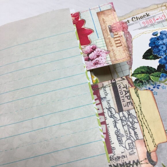 Writing Junk Journal Vintage Style Fabric Cover Diary Includes Ephemera No 9 u - Picture 8 of 10